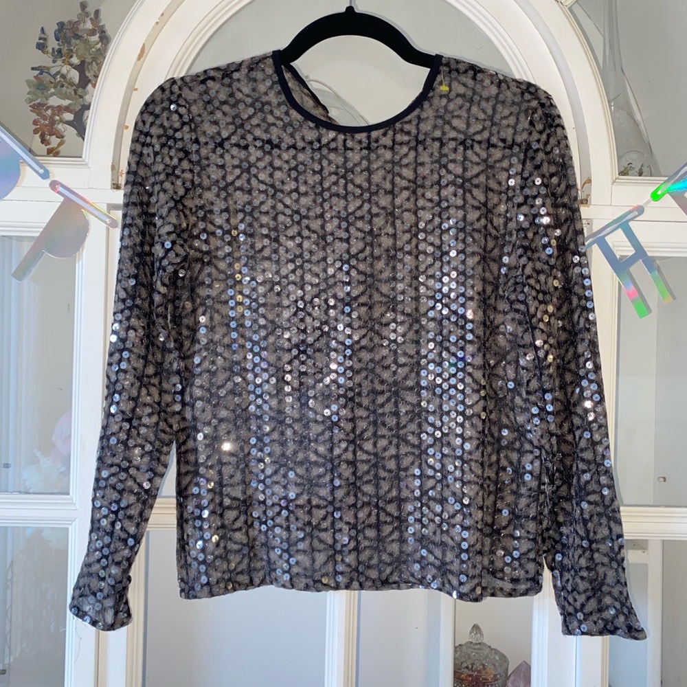 Sequin Embellished Black Top